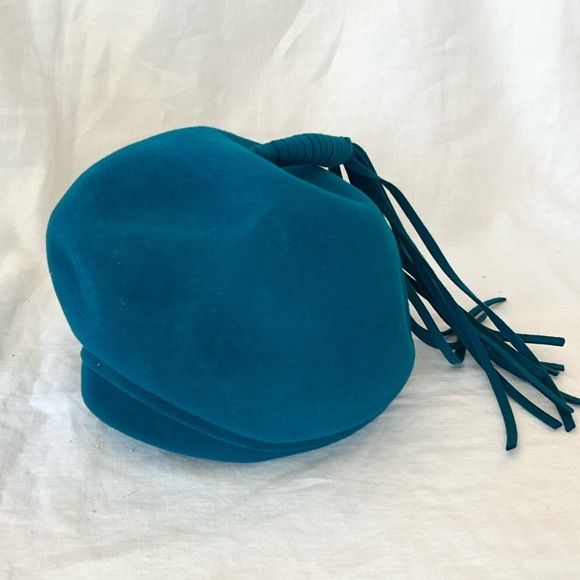 Vintage Fur Felt Hat in Teal Blue Green Colour - Picture 11 of 14